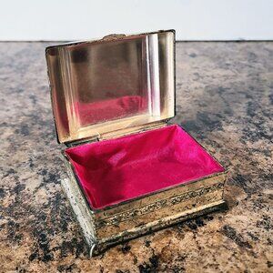 1940s Metal Trinket Jewelry Box, Made In Occupied Japan